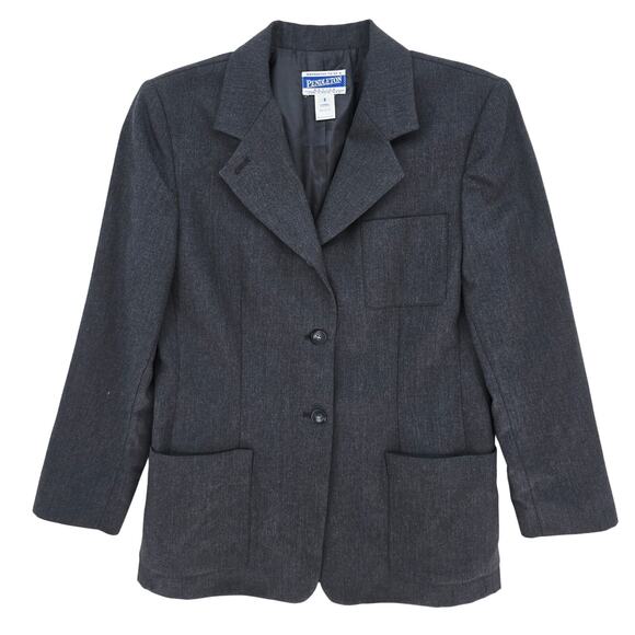 Pendleton Vintage 90's Women's Long Wool Blazer Gray 8 - Picture 1 of 5
